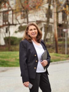Business headshot on suburban street