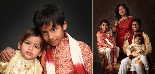 Family portrait in the studio for relatives in India
