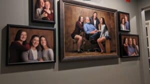 Family portrait collage done in studio of family with two teenagers
