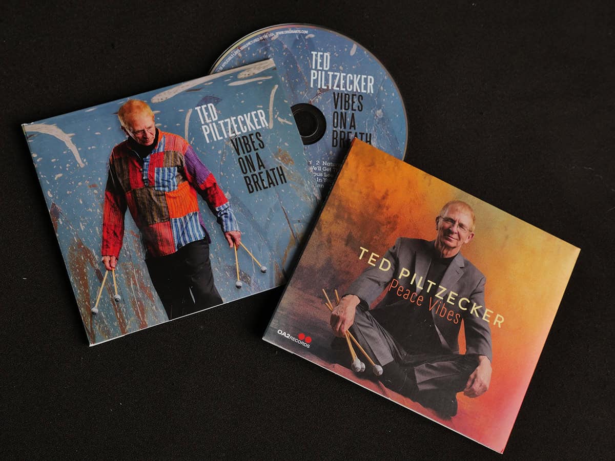 Vibrant music album cover artwork for Ted Piltzecker featuring artistic portrait photography by Phil Cantor