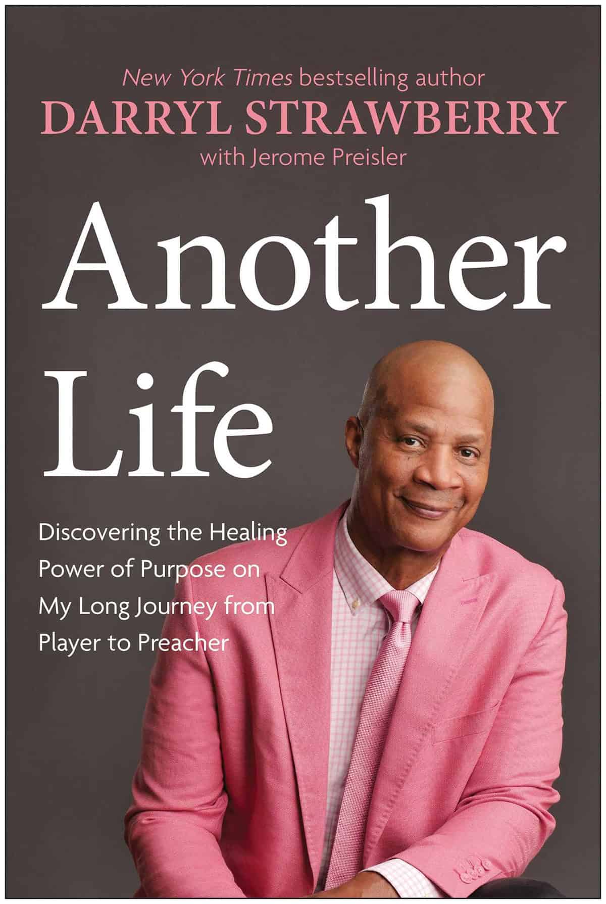 Portrait of Darryl Strawberry in a pink suit for book cover.